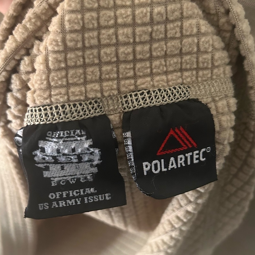 POLARTEC Fleece Desert Tan Quarter Zip Long Sleeve Collared Pullover Size Small - Picture 5 of 10